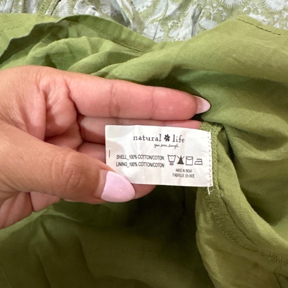 Natural Life Women’s Medium Adele Midi Dress Green Floral Boho Ethereal Girly - Picture 7 of 9